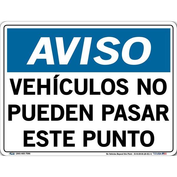 Vinyl Label Sign, 9-1/2" Height, 12-1/2" Width, Vinyl Label, Rectangle, Spanish
